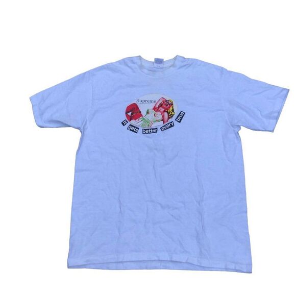 RARE 2019 Supreme It Gets Better Every Time White Shirt Large - Picture 3 of 8